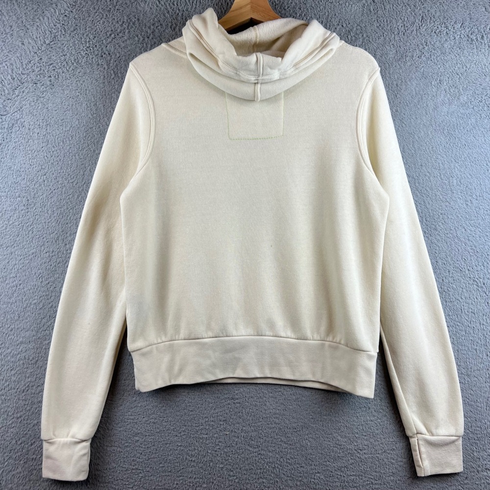 Aviator Nation Cream White Rainbow Logo Funnel Neck Hoodie Zip Pocket Women XS - Picture 2 of 13